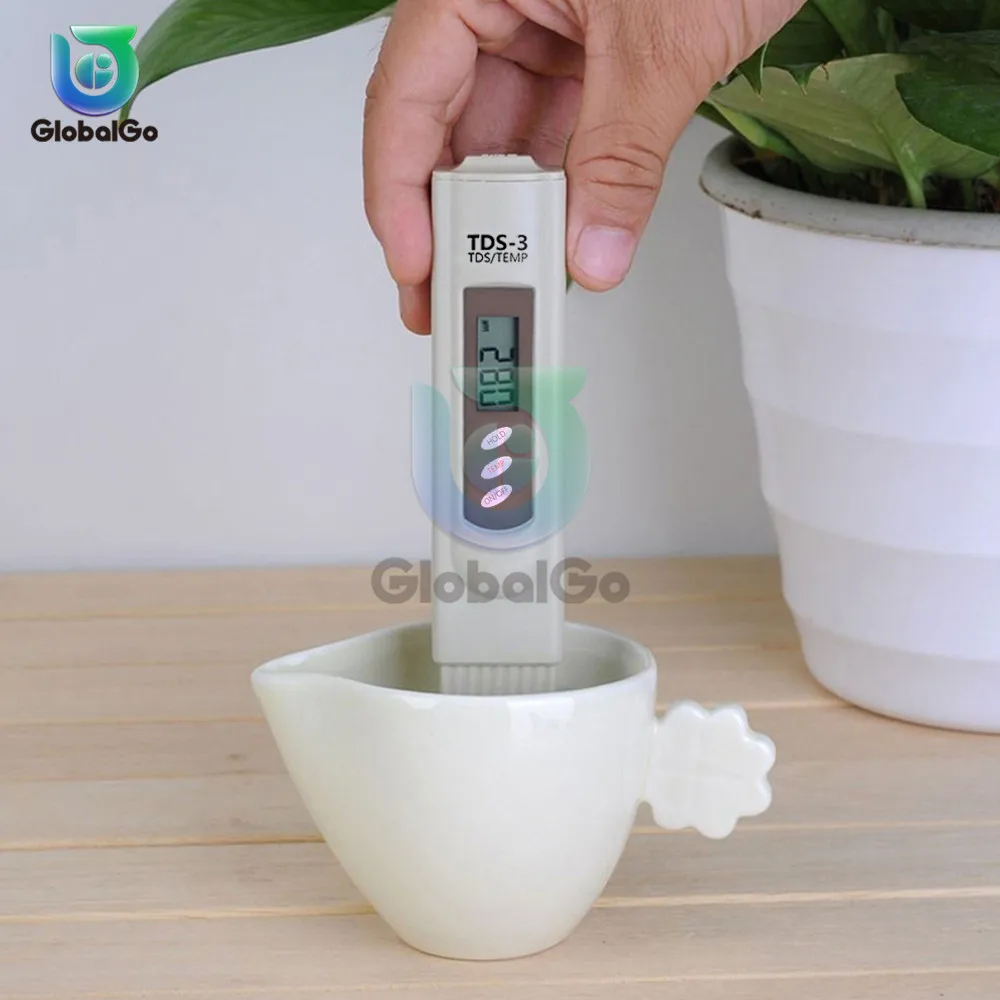 Medidor de agua Digital portátil, medidor de calidad del agua, Monitor de pureza, PH, TDS, Sensor de temperatura, medidor de prueba, TDS-3