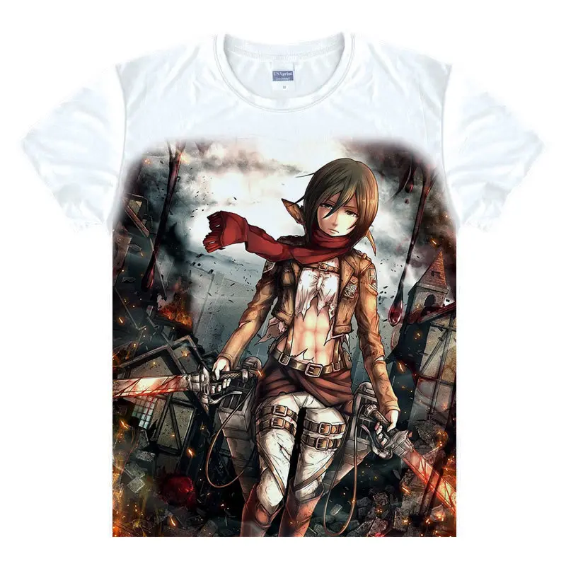 Attack on Titan T-Shirt Eren Jage Shirt heat-transferred T-shirts anime Fan kawaii costume t-shirts for man mens Anime Cosplay A