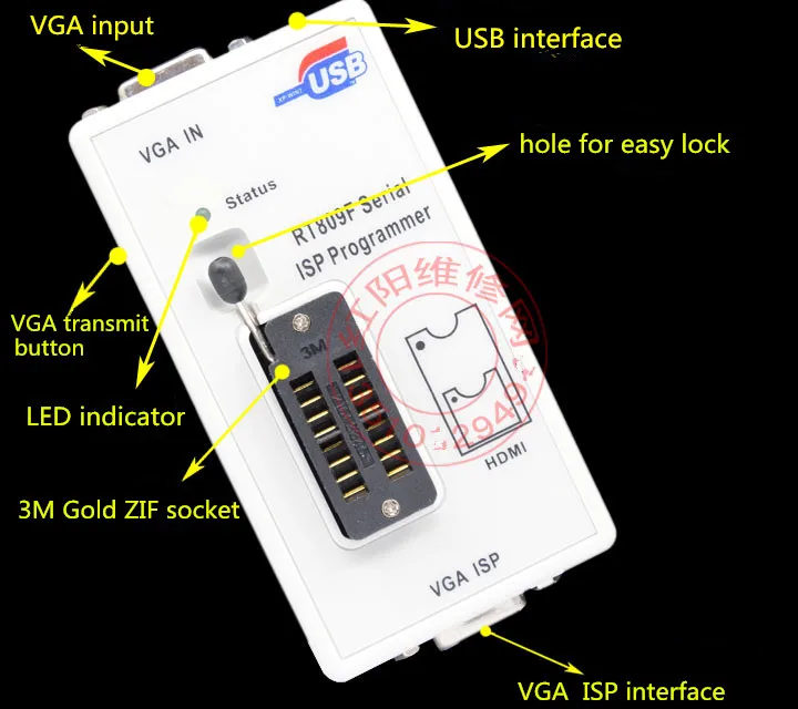 free shipping 100% origanil Newest RT809F LCD ISP programmer with 8 adapters +sop8 IC test clip + ICSP board /ISP cable