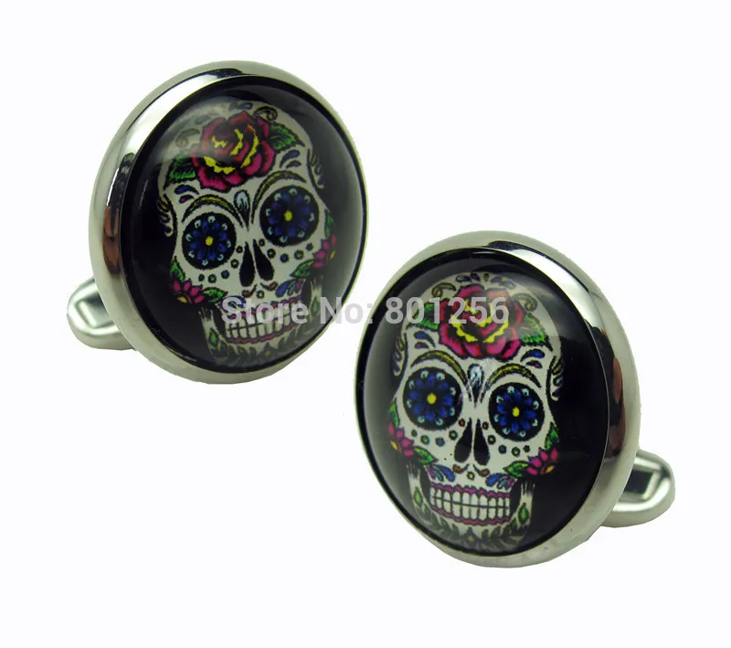 iGame Day Of The Dead Skull Cufflinks Novelty Sugar Skull Design Free Shipping