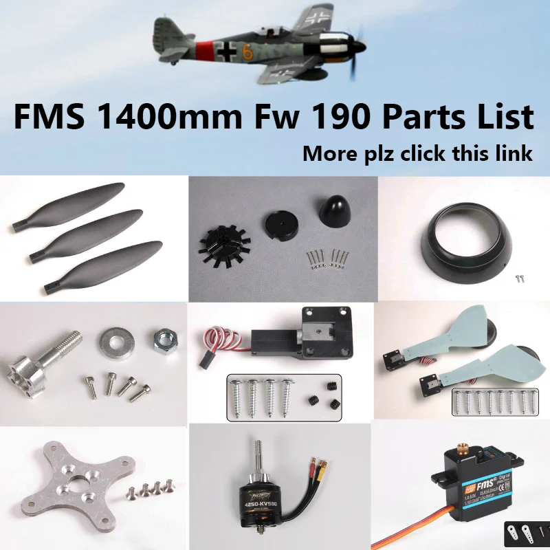 FMS 1400mm 1.4m Fw190 Fw 190 Parts Propeller Spinner Motor Shaft Board Mount Landing Gear Retract etc RC Airplane Plane Aircraft