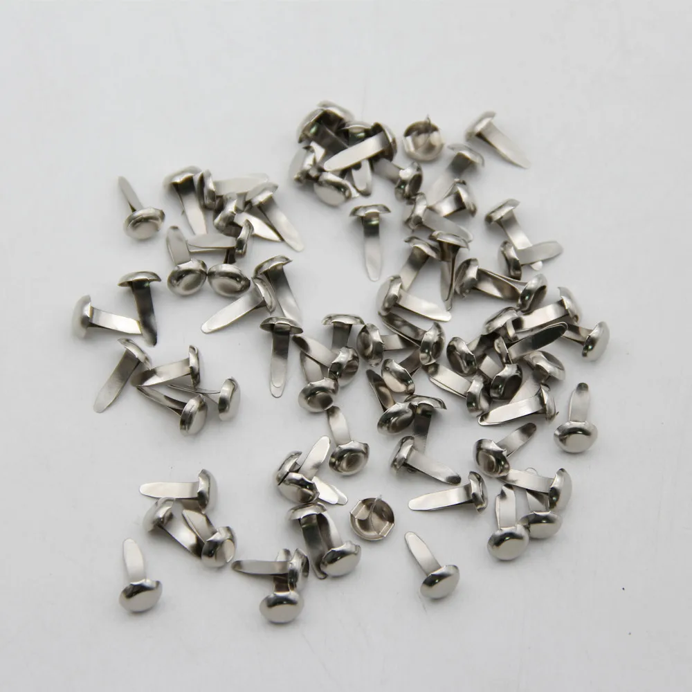 100pcs 8*14/16mm Solid Color Metal Mini Brads For DIY Embellishment Decor Scrapbooking Fastener Handmade Photo Album Frame Craft