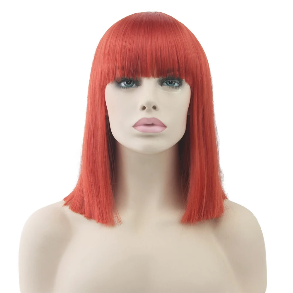 Soowee Straight Short Synthetic Hair Wigs Black Gray Red Party Hairpieces Heat Resistance Fiber Cosplay Wig for Women