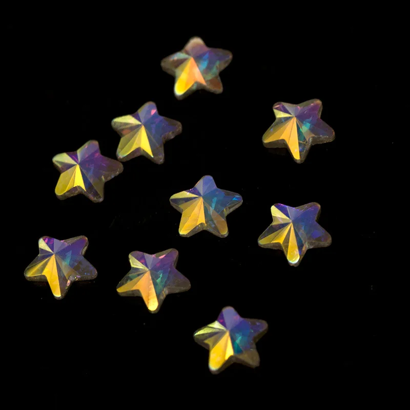 YANRUO 2561NoHF AB 5 7mm Star Non Hotfix Crystals Glitter Gems Flat Back Glue On Strass Nails Rhinestones