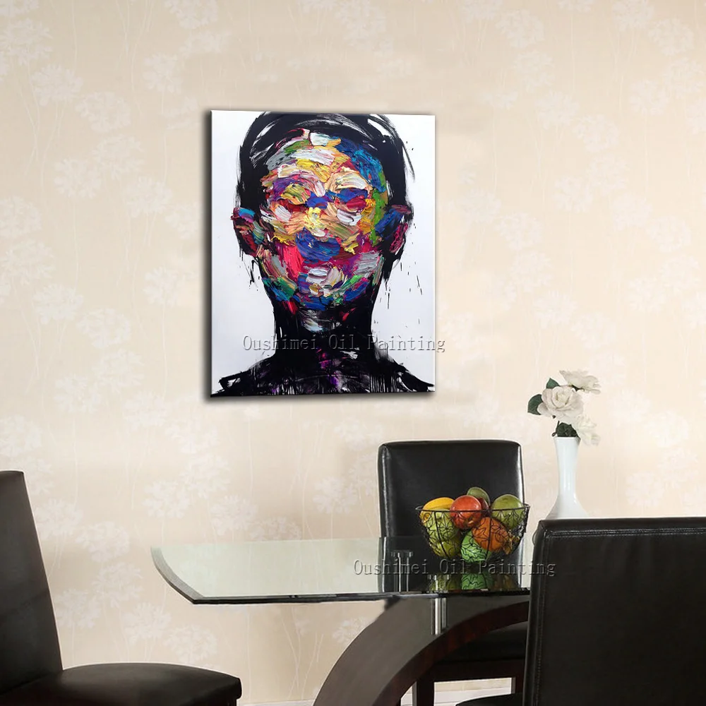 Beautiful Artworks Artist Handmade High Quality Abstract Knife Portrait Painting On Canvas Hand-painted Abstract Man Portrait