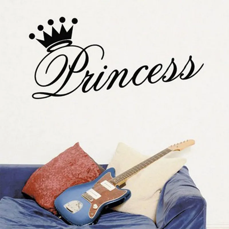 Princess Crown Vinyl Wall Art Stickers Girl Bedroom Wall Decals Quote Lettering Home Decoration Centerpieces Sticker On The Wall