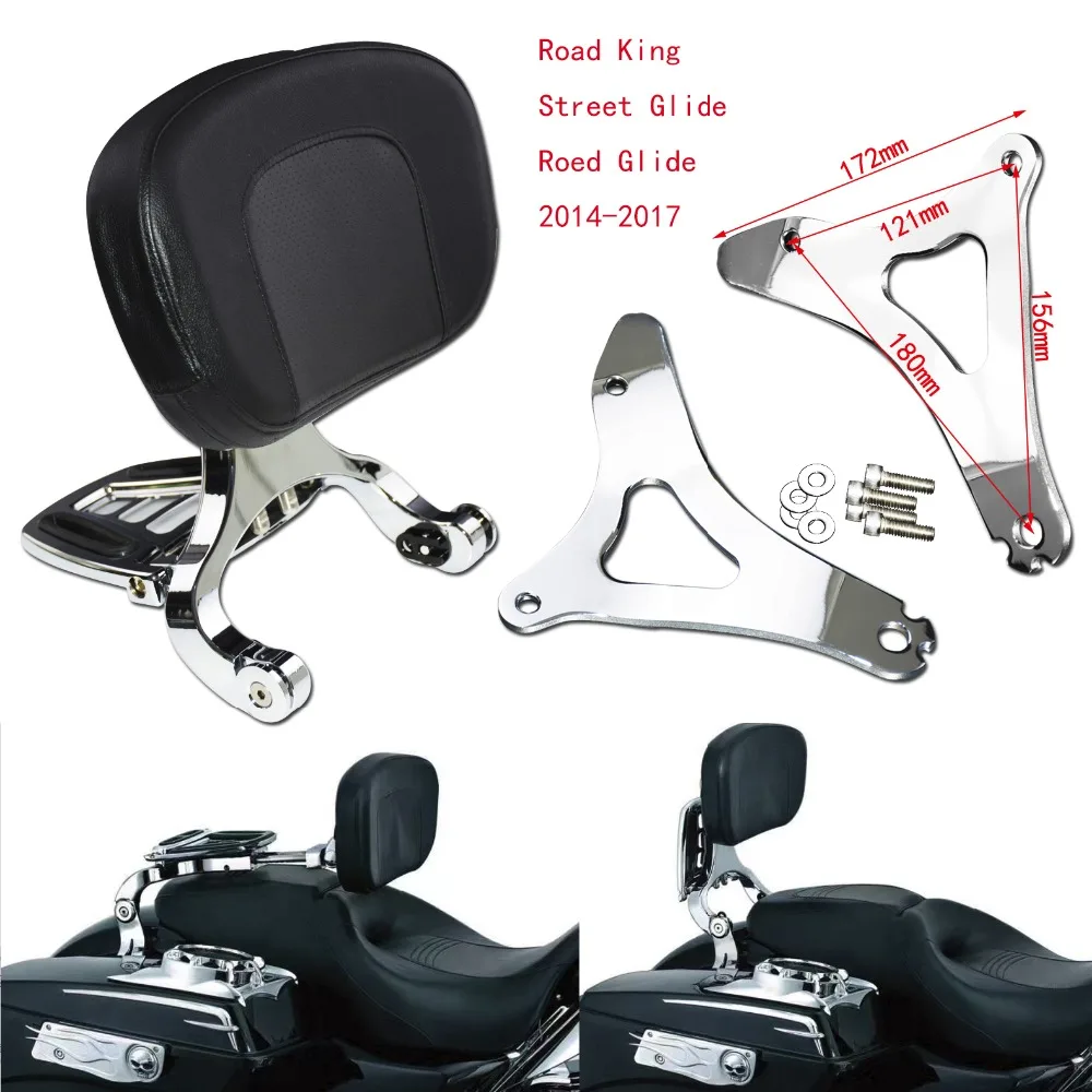 Adjustable Passenger & Driver Backrest Chrome Sissy Bar& Black Seat For Harley Softail Breakout 13-17 FLSTC 00-17 Touring 09-17