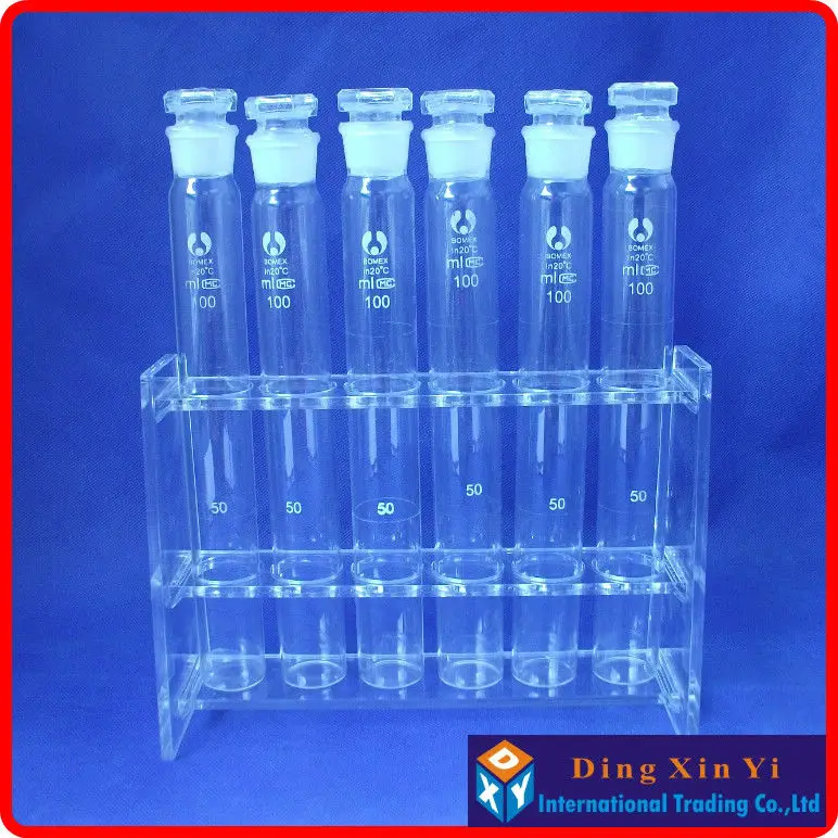 Lab 100mlx6 Organic glass colorimetric tube rack+6 pieces 100ml Glass colorimetric tube