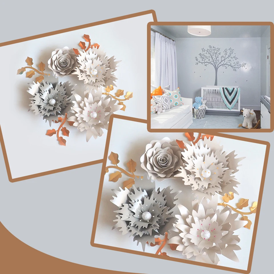 

Handmade Rose DIY Paper Flowers Leaves Set For Party Wedding Backdrops Decorations Nursery Wall Deco Video Tutorials