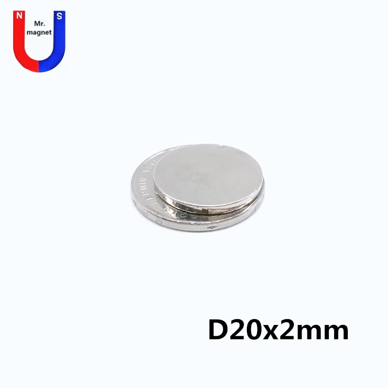 

50pcs 20mm x 2mm super strong rare earth neodymium magnet 20*2 magnet NdFeB 20x2 magnets sheet permanent small disc