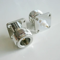 Conector hembra N con 4 agujeros, cubierta de brida, soldadura PTFE, conector RF de 17,5x17,5mm, 10 unidades