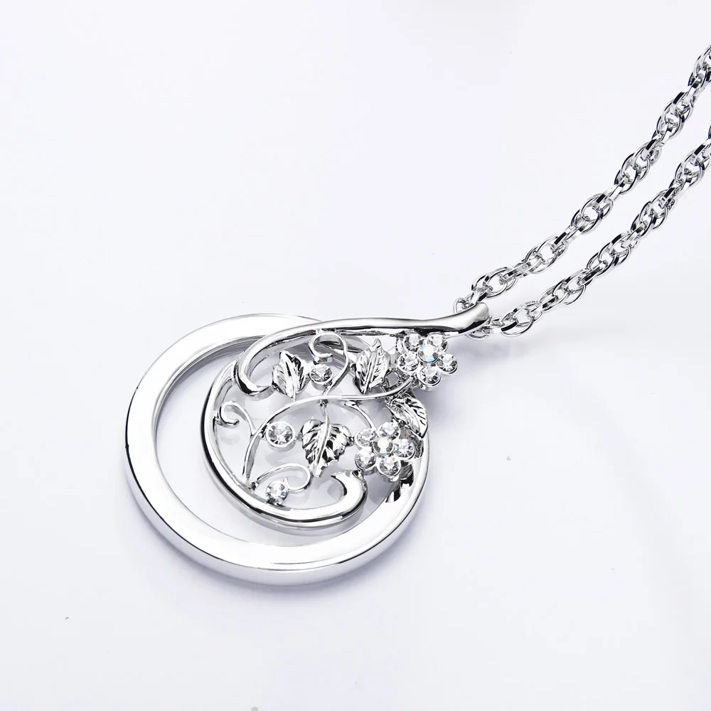 DreamCarnival 1989 Flower Sweater Necklace for Women Rhodium Gold Color Magnifying Glass Pendant for Reading Gift Mum Parents