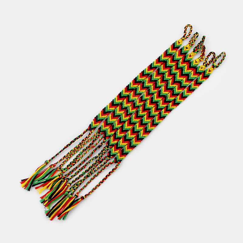 1pcs Rasta Handmade Bracelet 9mm 13mm width Macrame Knotted Cotton Silk Woven Friendship Bracelet For Men Women Gifts