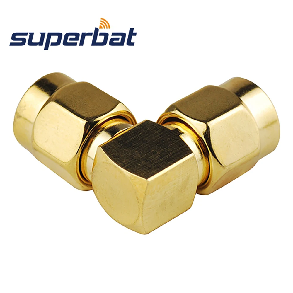 Superbat invertido SMA Plug para macho ângulo direito RF conector coaxial, RP-SMA adaptador, 5pcs