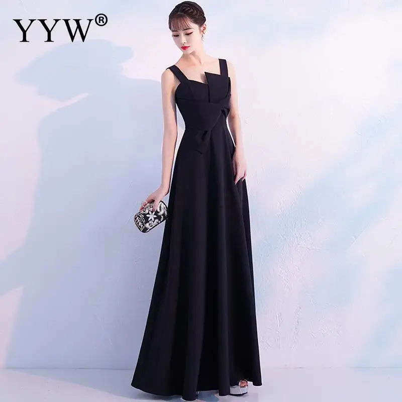 New Fashion 2023 Black Elegant Evening Dress Sexy Robe De Soiree Women Long Party Dresses Sleeveless A Line Ladies Formal Gowns