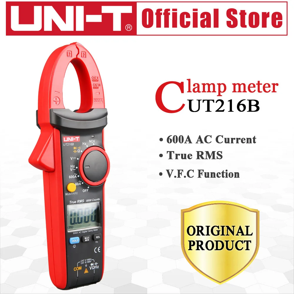 UNI-T UT216B 600A Digital Clamp Meters NCV V.F.C Diode LCD Backlight LCD Display Work Light