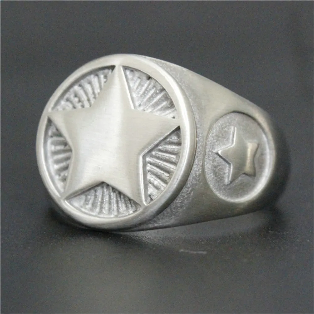 4 Color Star Ring 316L Stainless Steel Jewelry Cool Band Party Personal Design Ring