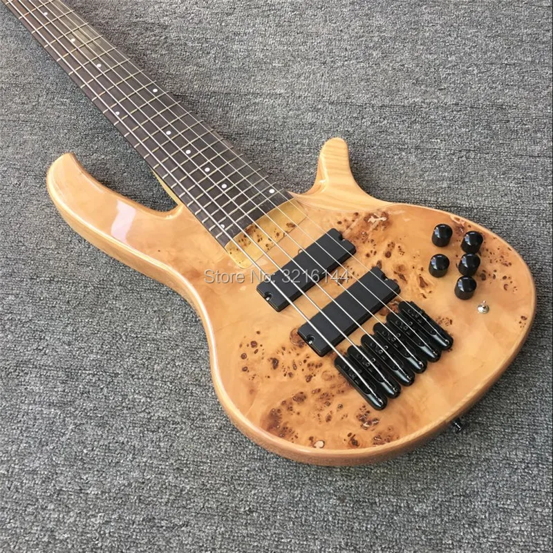 Custom product 6 string bass, black hardware, amplifying circuit, real photos, wart stick a skin, wholesale and retail