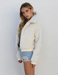 Fashion Women Zip Up Winter Warm Faux Fur Jacket Outerwear Long Sleeve Fleece Jackets Sweater Fluffy Coat Stylish Female Outwear