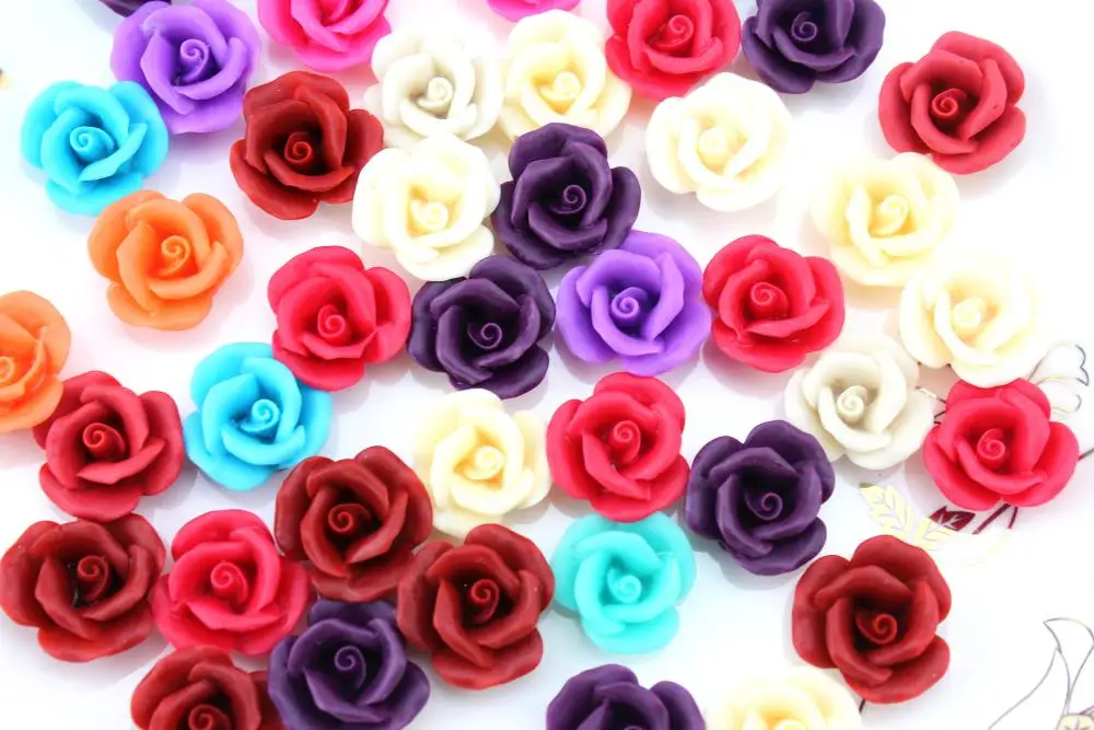 200pcs 20mm Resin handmade rose flower assorted colors Cabochons jewelry bead focal cab Flat Back pendants matt finish