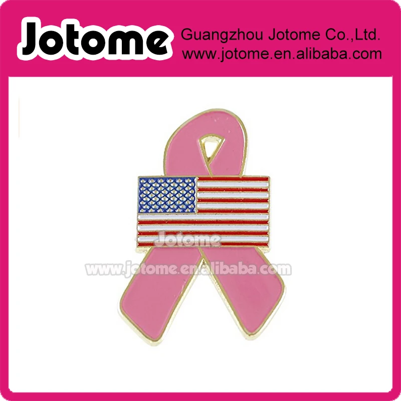 American Flag Pink Breast Cancer Awareness Ribbon Lapel Pin