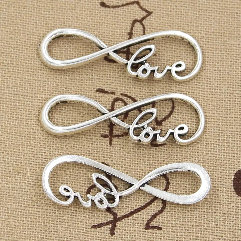 15pcs Charms Infinity Love Hope Connector 39x15mm Antique Bronze Silver Color Plated Pendant Making DIY Handmade Tibetan Jewelry