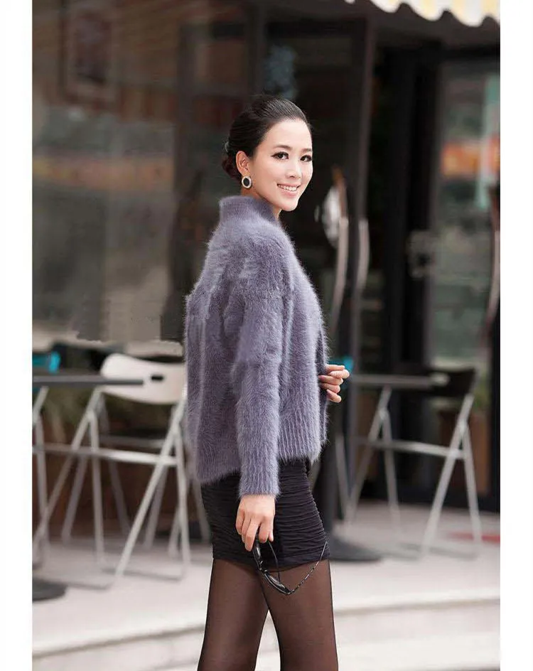 The woman's real mink cashmere sweater cardigan, short sweater coat collar, solid colored shawl free shipping J61