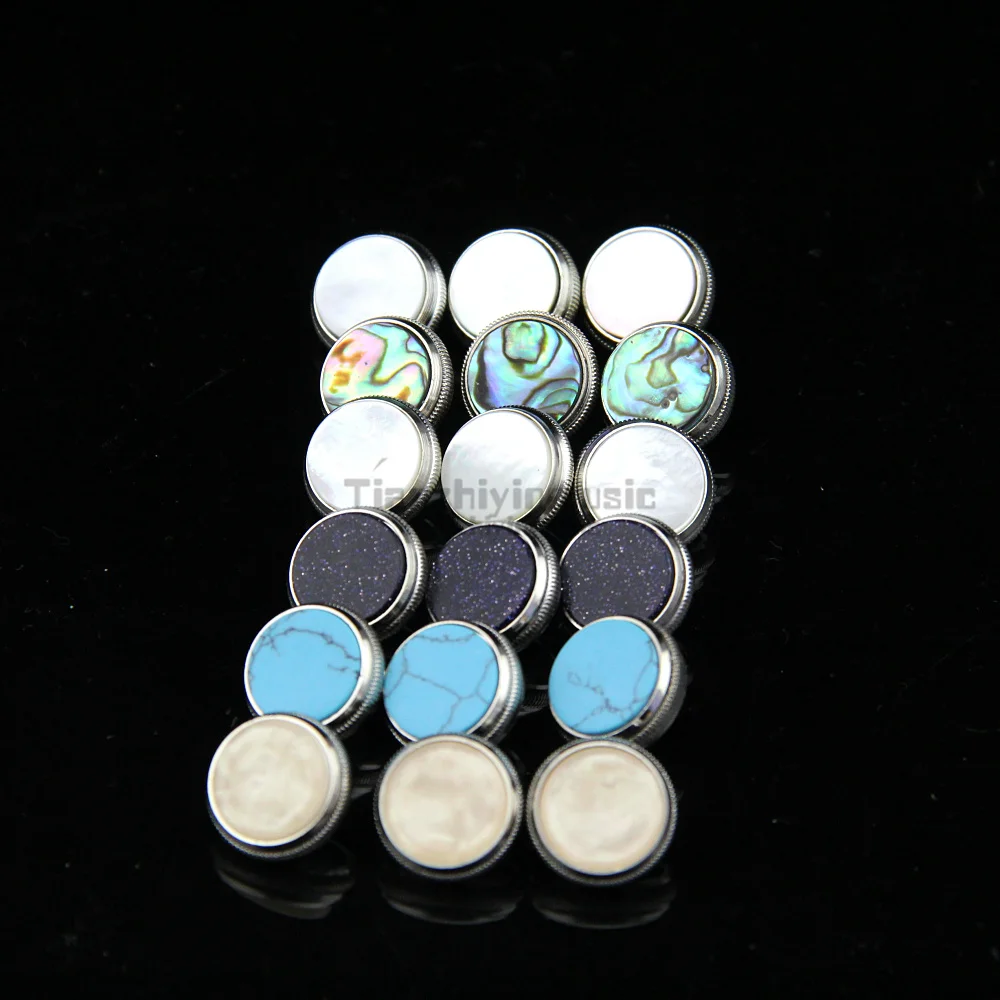 

6set=18 pcs trumpet finger button pearl set real abalone shell flashing/pearl