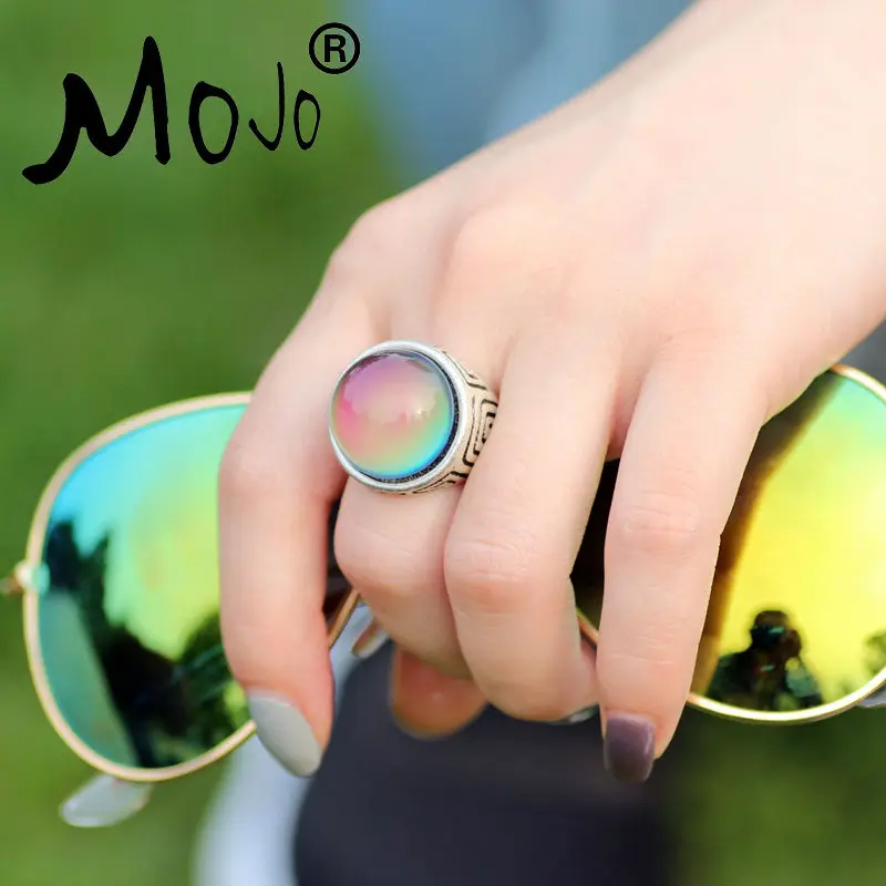 Mojo Vintage Bohemia Retro Color Change Mood Ring Emotion Feeling Changeable Ring Temperature Control Ring for Women MJ-RS044
