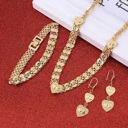 Newest Dubai Gold Jewellery Set Egyptian Indian Saudi African Girls Women Heart Jewelry Set