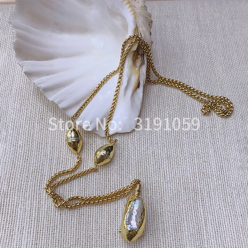 

Europe and the United States adorn article elliptic pendant drop necklace lady pearl simple individual collar trend