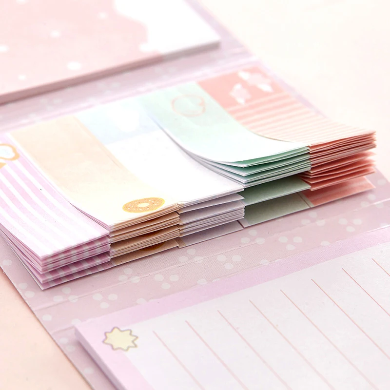 Pink Hello Pig Memo pad 6 Folding Notepad Sticker Notes Planner DIY Cute Stationery School Office Supplies