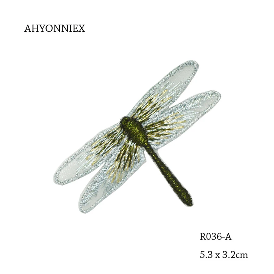 AHYONNIEX 1PC Cheap Embroidery Dragonfly Paches Iron On Patches For Clothing Stickers For Kids Clothes Jeans DIY Accessories