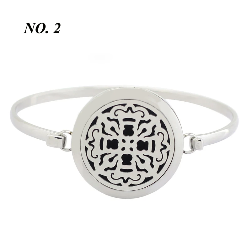 (Free with 5pcs Felt Pads) Life tree design 316l stainless steel 25mm 30mm magnetic essential oil diffuser locket bangles