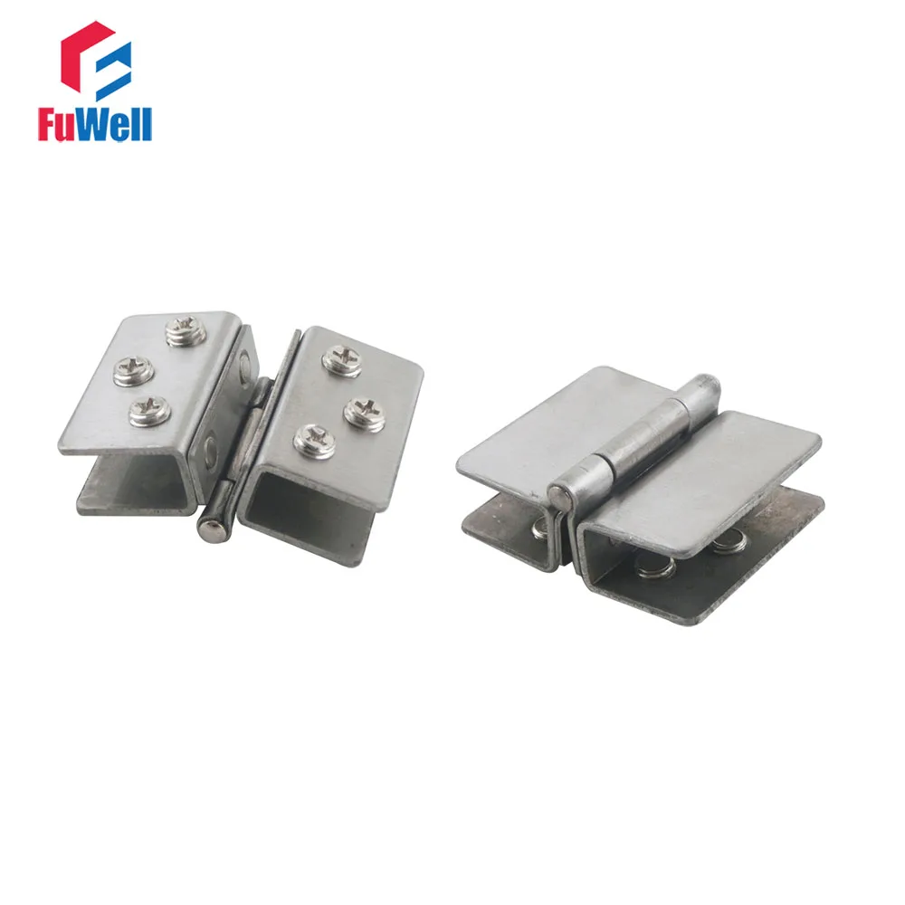 2pcs Stainless Steel Cabinet Glass Door Hinges Fit 8-10mm Bathroom Shower Glass Door Hinge Clamps