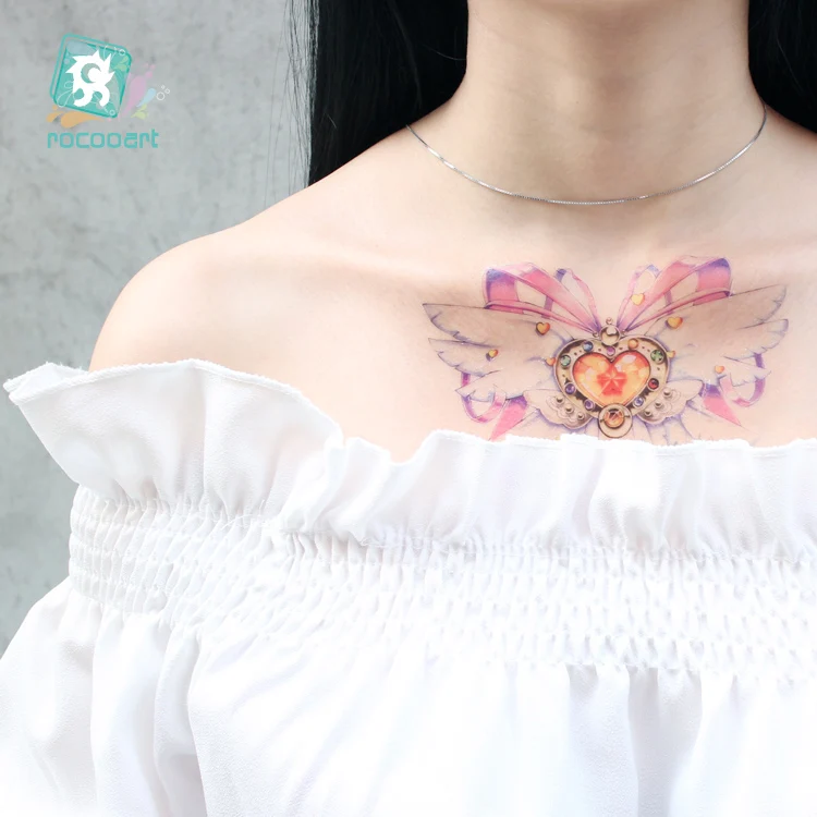 BIg Size Cartoon Pretty Girl Tattoo Sticker Peacock Bird Flower Design Waterproof Temporary Tattoo Sticker for Girls Arm Tattoo