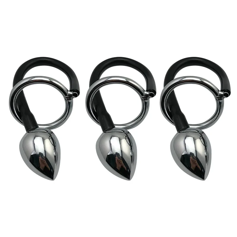 Stainless Steel Cock Ring Penis Ring with Anal Plug Prostate Massage Chastity Cage Cock Cage Penis Delay Rings Sex Toys for Men