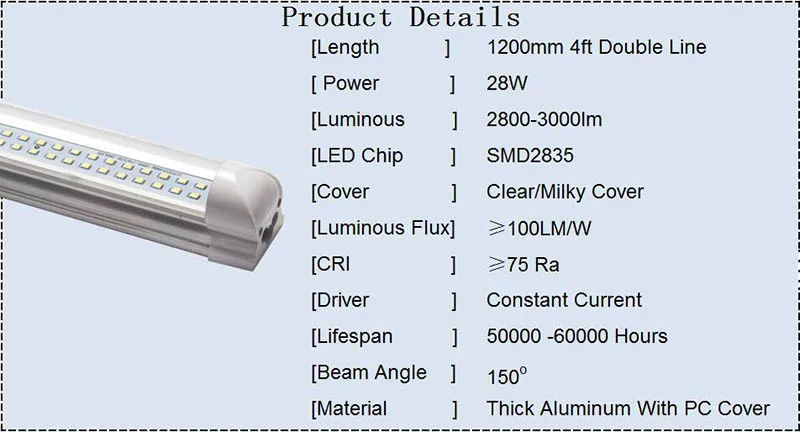 Imagem -03 - Lâmpada de Led t8 com 10 Peças 36w Pés 120cm Lâmpada Fluorescente Substituição sem Necessidade de Fixação Ac110v 220v