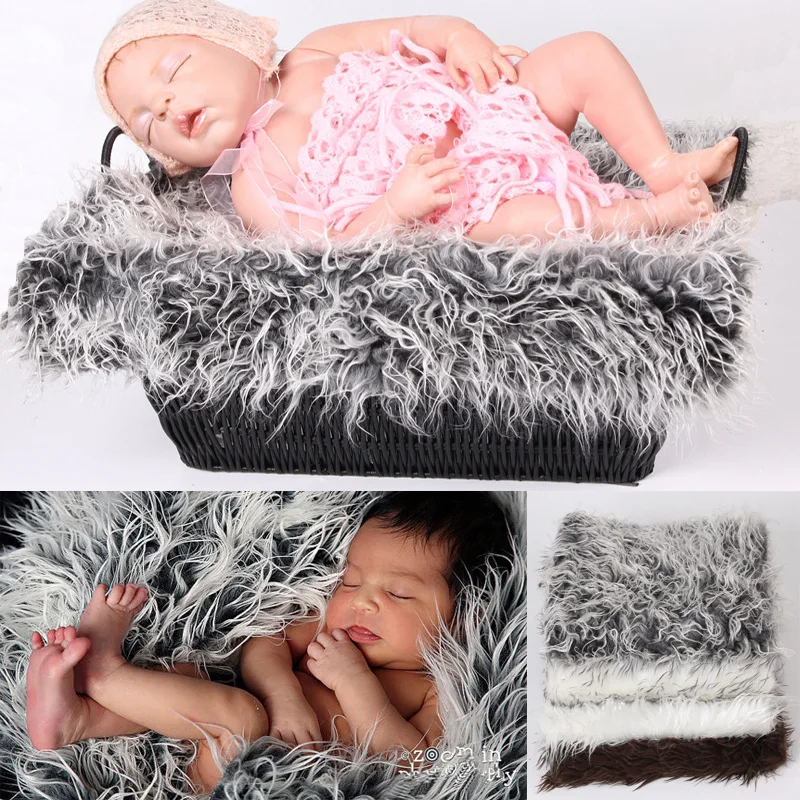 Newborn Baby Photography Props Blankets Plush Infant Fur Blanket Backdrops Boy Girl Photo Props Fleece Wrap 50*50cm