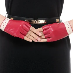 Women's Sheepskin Gloves Women soft leather gloves Driving fashion fingerless gloves Free Shipping