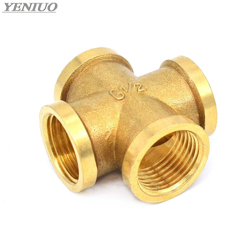 Brass Pipe Fitting 4 Way Connector Cross 1/4\