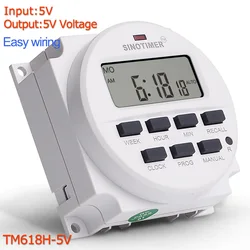 DC 5V 7 Days Programmable Digital Timer Switch Time Relay Control in 12/24hr Format Clock with Countdown OFF Function