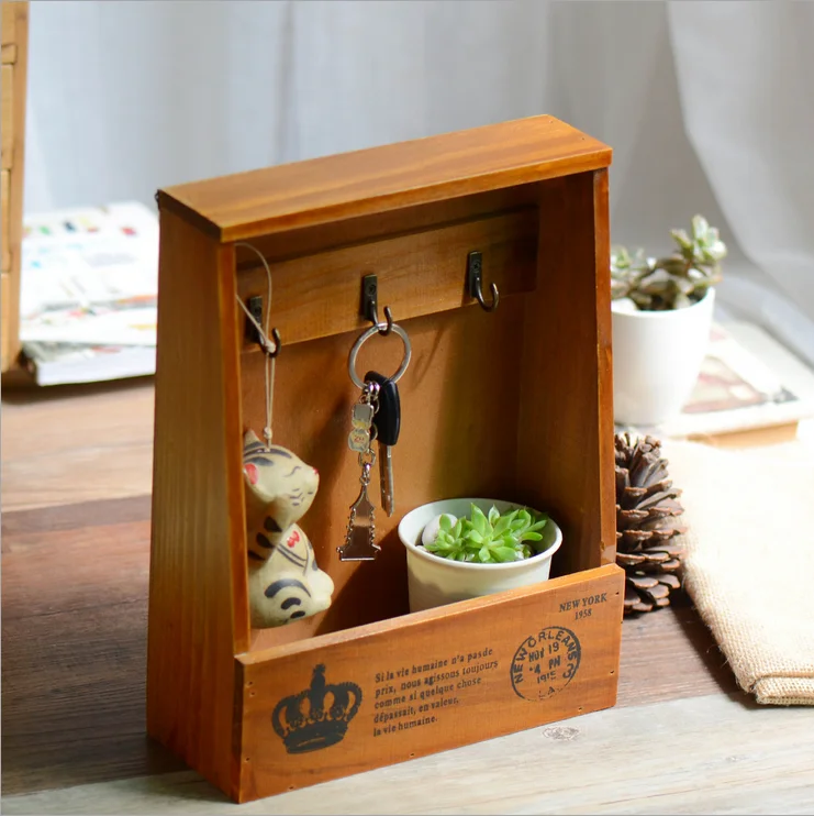 

But the promise Zakka storage box hanging key box on the creative wooden wall rack wall decorations