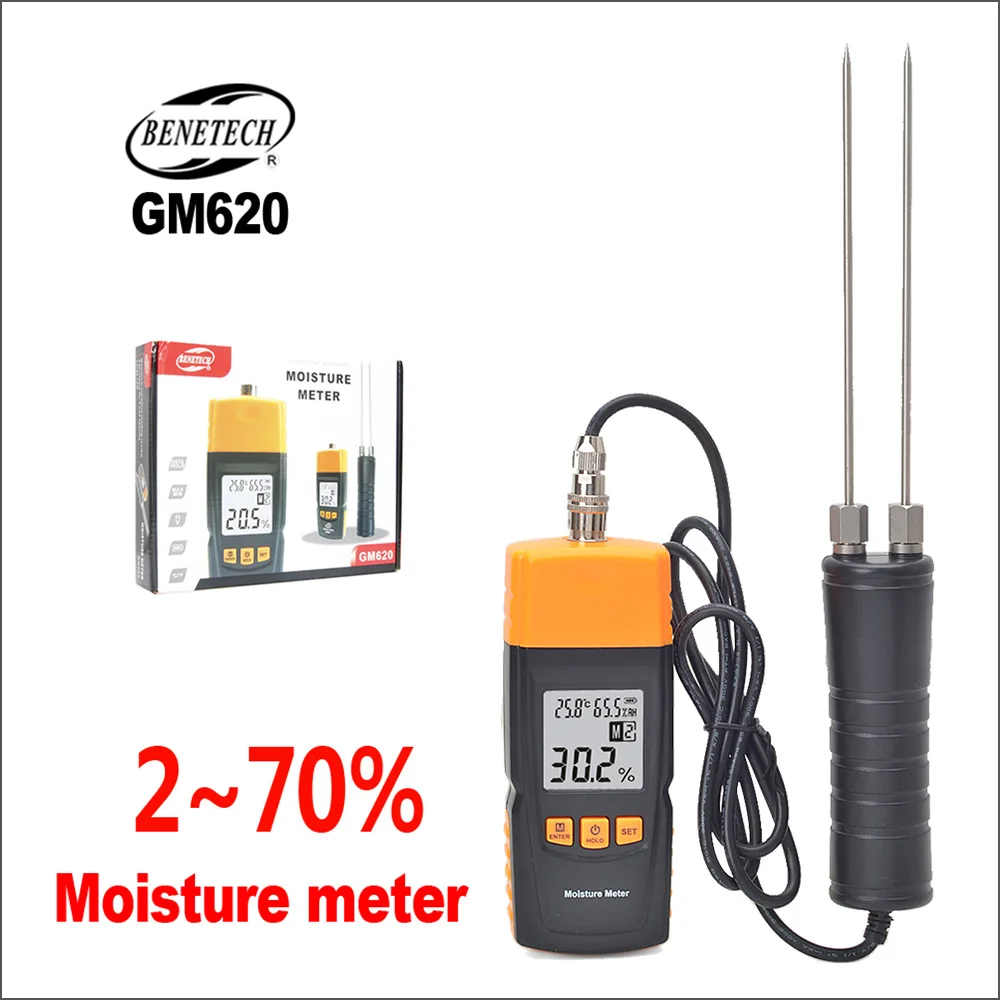 BENETECH Wood Moisture Meter Digital Humidity Tester Portable Wood Moisture Meter Handhe 2~70% Electrical Woodworking Hygrometer