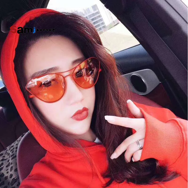 Samjune Hot Amazing Charm Korean Street Style Youth Ladie' Sunglasses Fancy Pretty Cat Eye Gradual Lens Plastic Frame Goggles 87