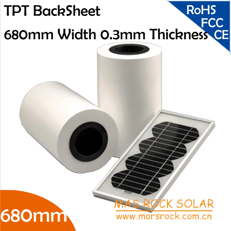 50 meters/lot Wholesale Solar Backsheet Film 680mm Width 0.3mm Thickness, Solar Panel Encapsulation Material, Solar TPT Film,TUV