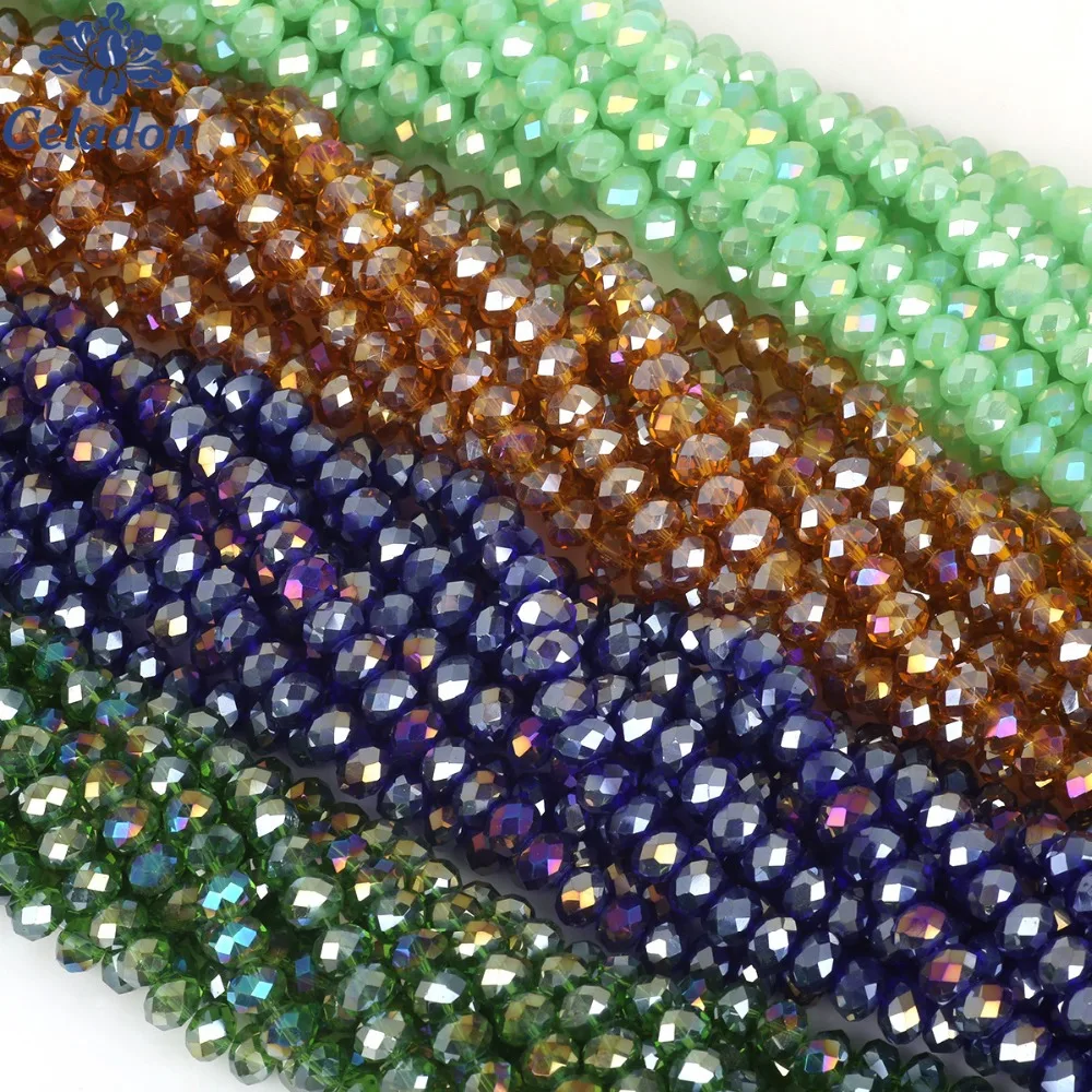 Wholesale 2/3/4/6/8mm Plating Bicone Crystal Beads AB Color Faceted Glass Wheel Beads for Jewelry Making Bracelet Accessories