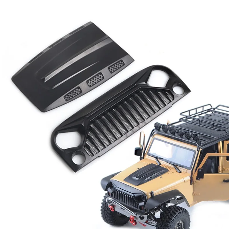 1:10 RC Car Body Shell Jeep Wrangler Rubicon For 1/10 RC Crawler Car Axial SCX10 270mm Wheelbase Engine Cover Intake Grille part