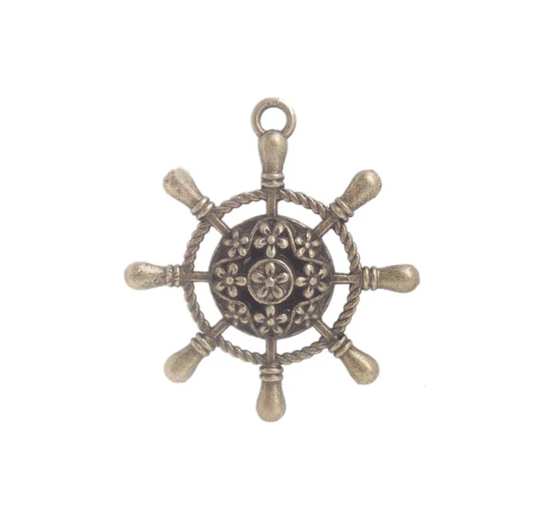 10PCS Antiqued Bronze Steering Wheel Charm Pendants