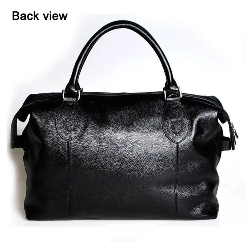 New Fashion Luggage Bags Genuine Leather Men\'s Travel Bag big Men Duffle Bag weekend Women Shoulder Bag Large Tote Handbag Black